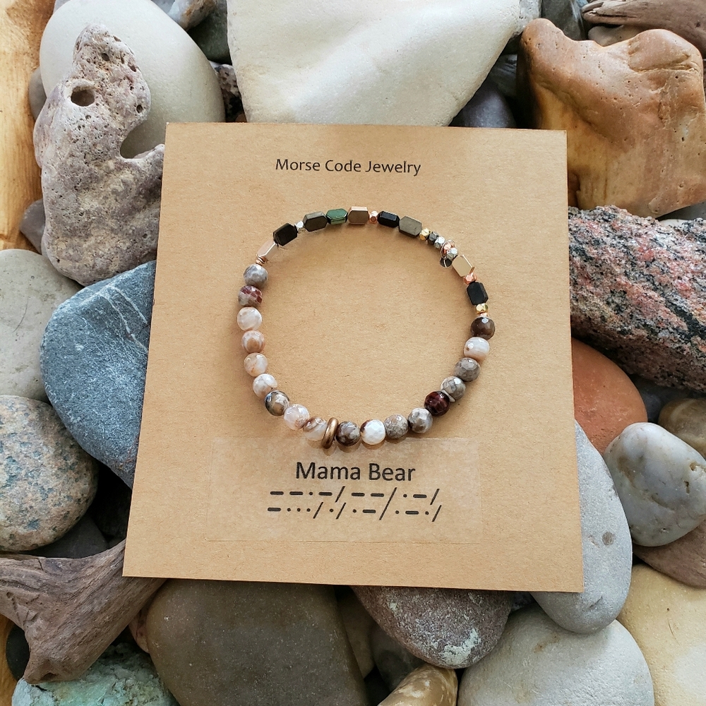 "Mama Bear" Morse Code Bracelet